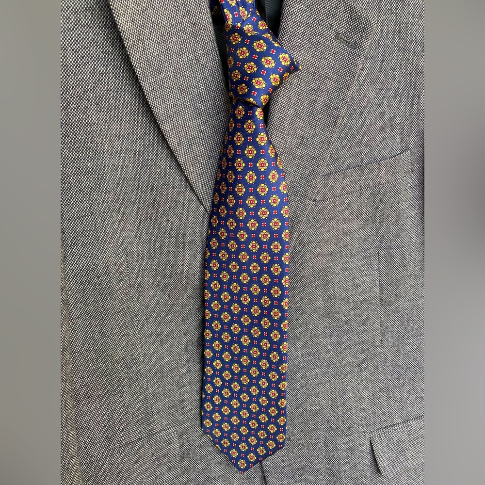 Blue and gold silk tie by tie rack